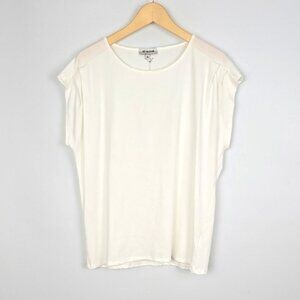 SET THE STAGE Women's White Sleeveless Top Scoop Neck Soft Stretch Size XL